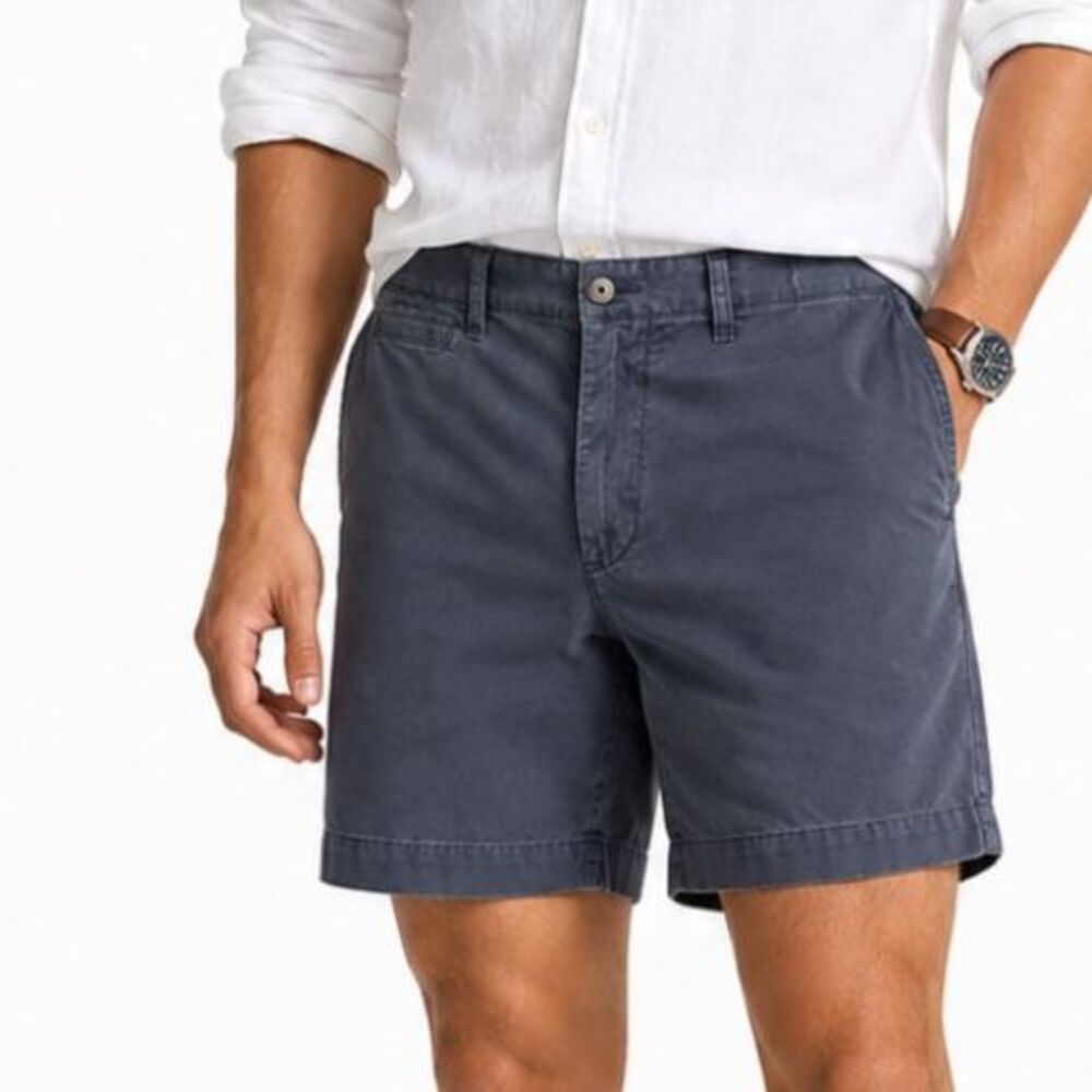 BILLY REID Washed Blue Dress Chino Shorts 100% Pima Cotton Standard Cut Size 30